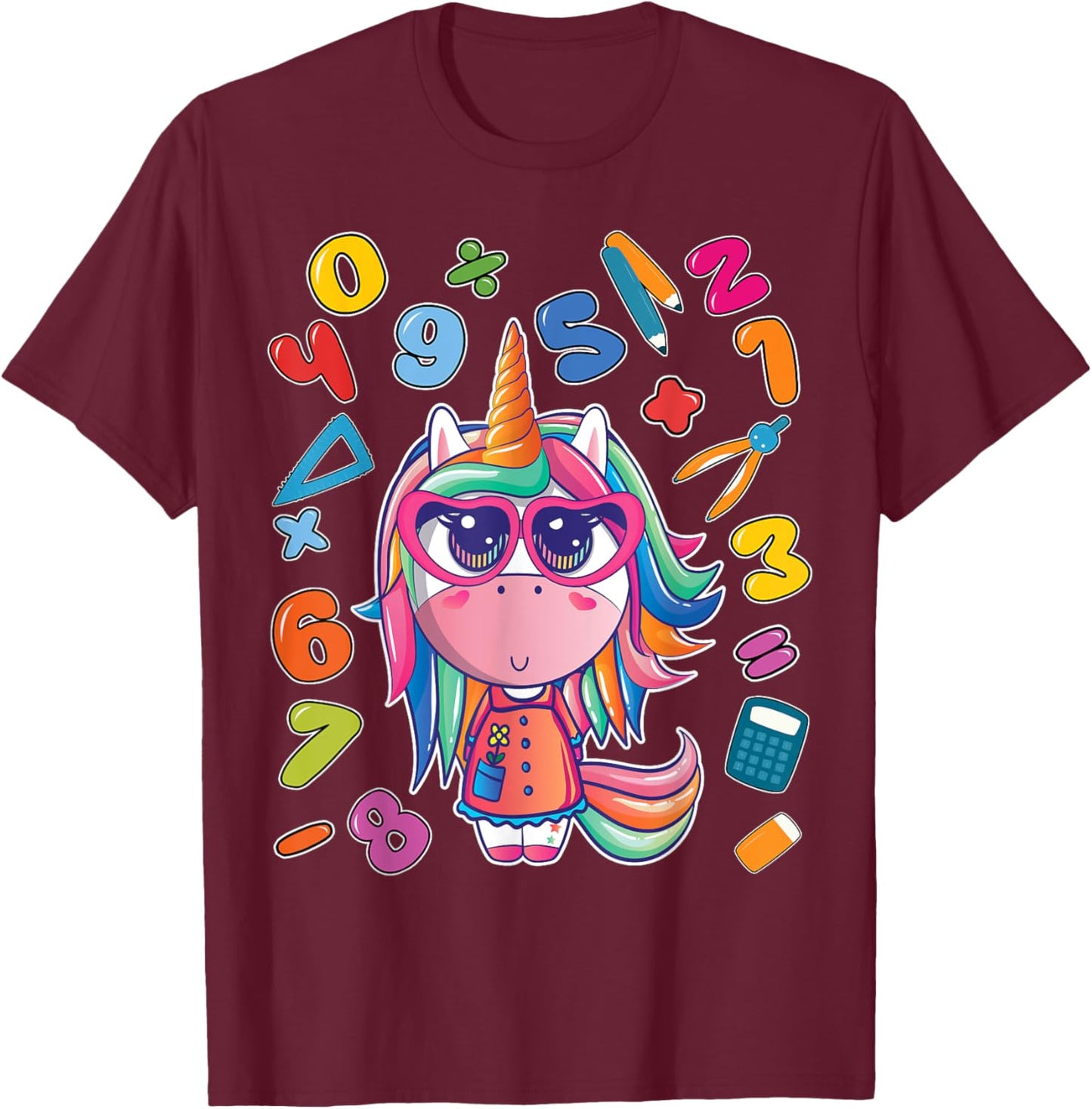 Number day t shirt for kids maths number day shirt kids gift T-Shirt - T-Shirt | Maroon