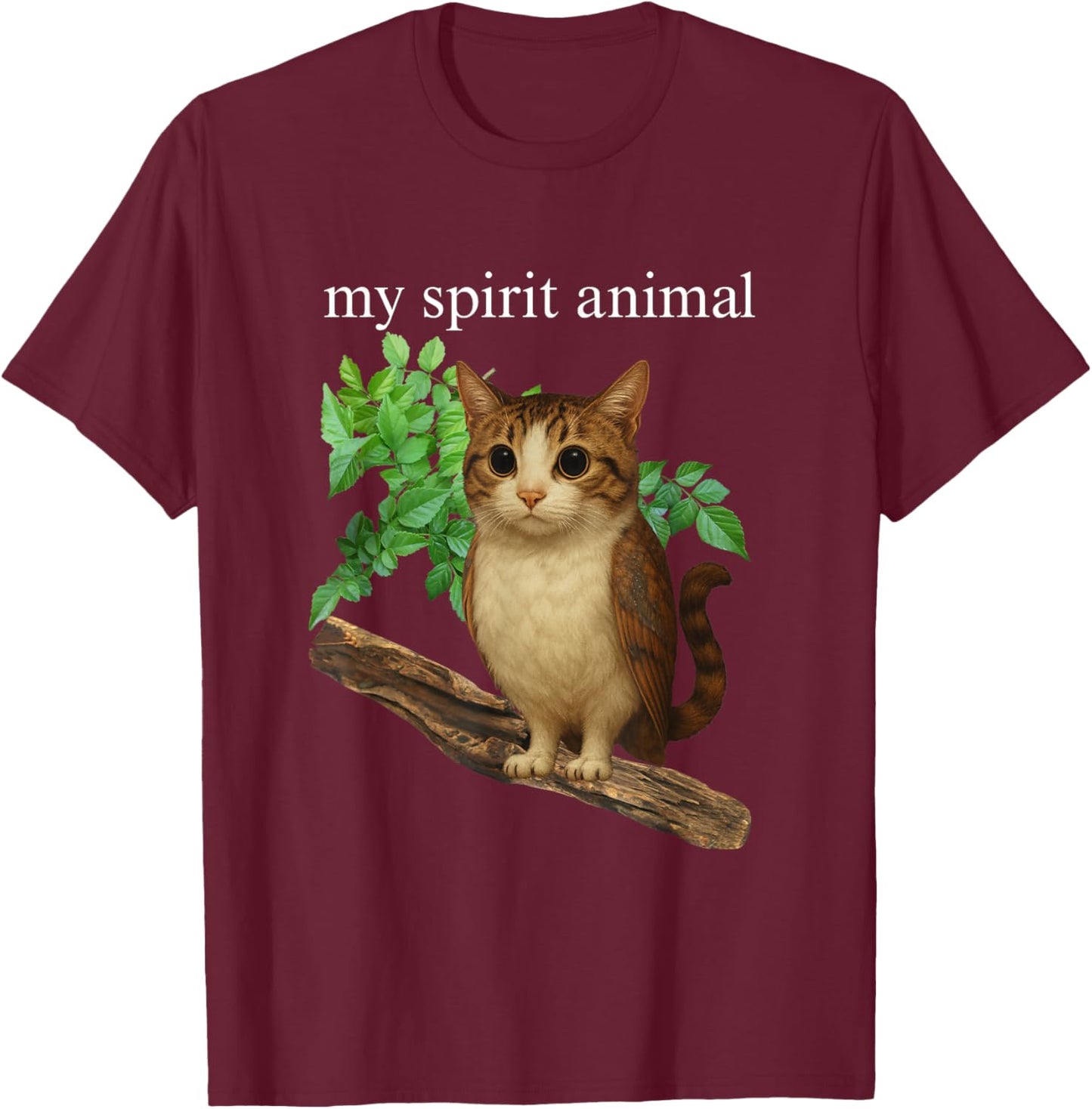 Funny Meowl Meme, Cat Owl Meme Brainrot Gen Alpha T-Shirt - T-Shirt | Maroon
