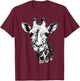 Giraffe Artwork Portrait African Animal Lovers Wildlife T-Shirt - T-Shirt | Maroon