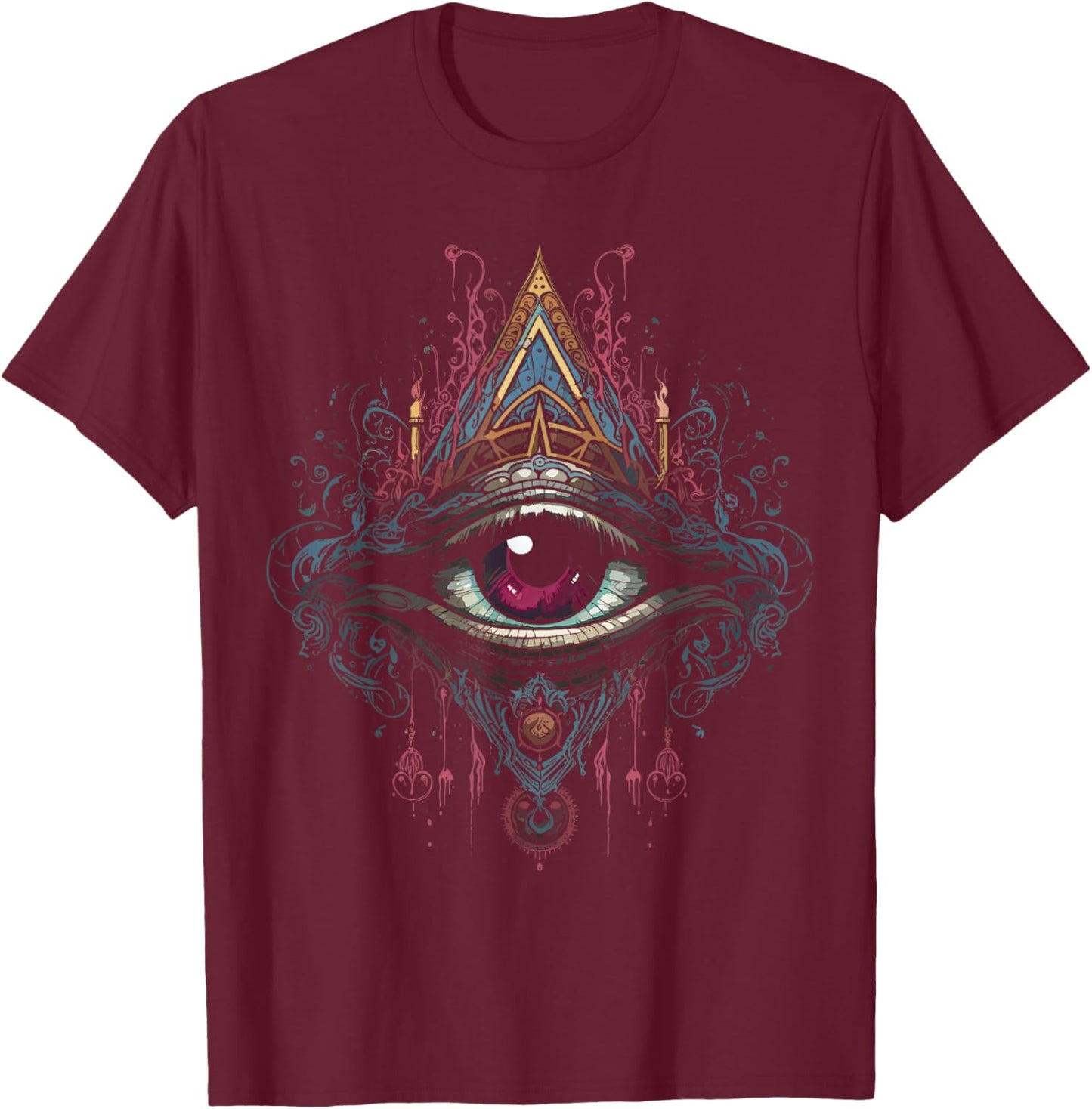 Mystic Goth Art - Dark Magic and Esoteric Apparel Third Eyeball Goth Eye Spiritual Enlightenment Witchcraft T-Shirt - T-Shirt | Maroon