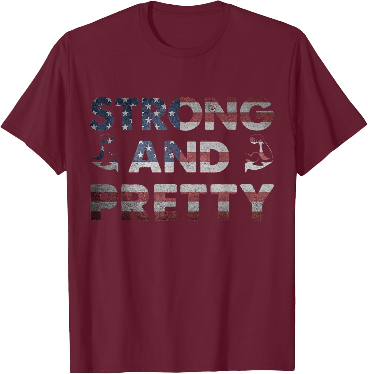 Workout Quote Old Man Lifting Weight Strong And Pretty T-Shirt - T-Shirt | Maroon
