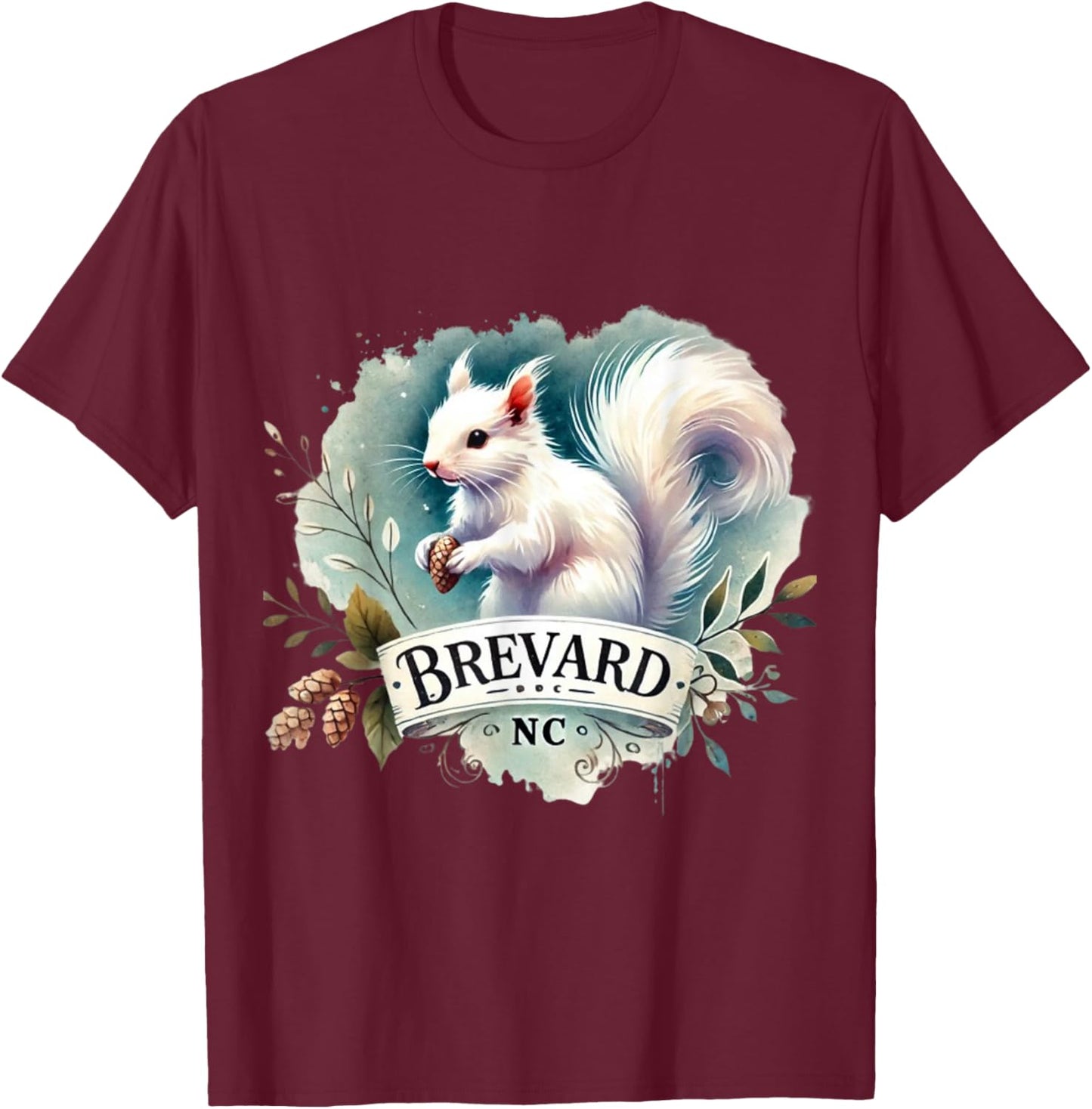 Salter Designs Brevard NC White Squirrel Kids Classic Fit Polyester 100% Black Short Sleeve T-Shirt - T-Shirt | Maroon