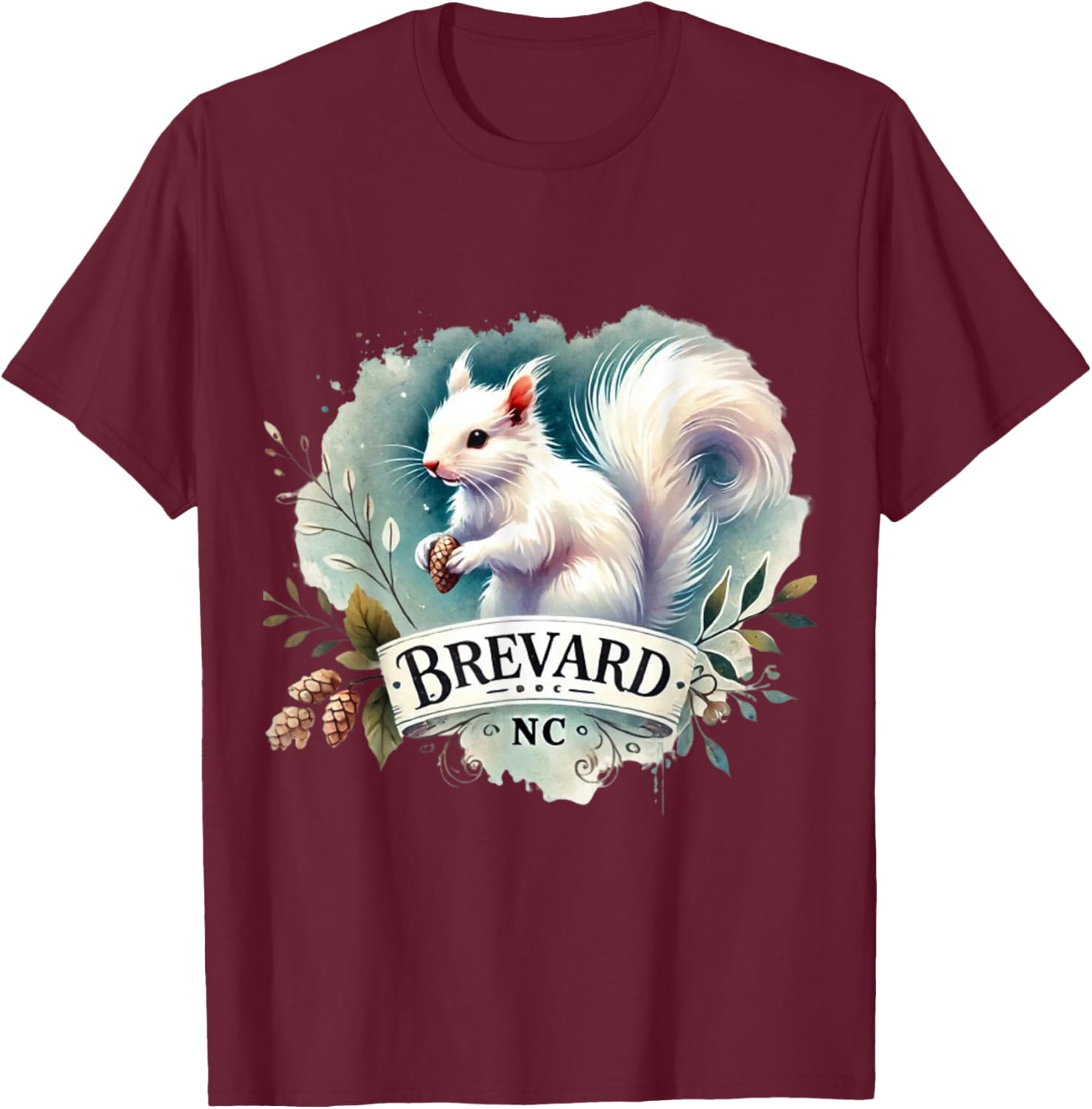 Salter Designs Brevard NC White Squirrel Kids Classic Fit Polyester 100% Black Short Sleeve T-Shirt - T-Shirt | Maroon