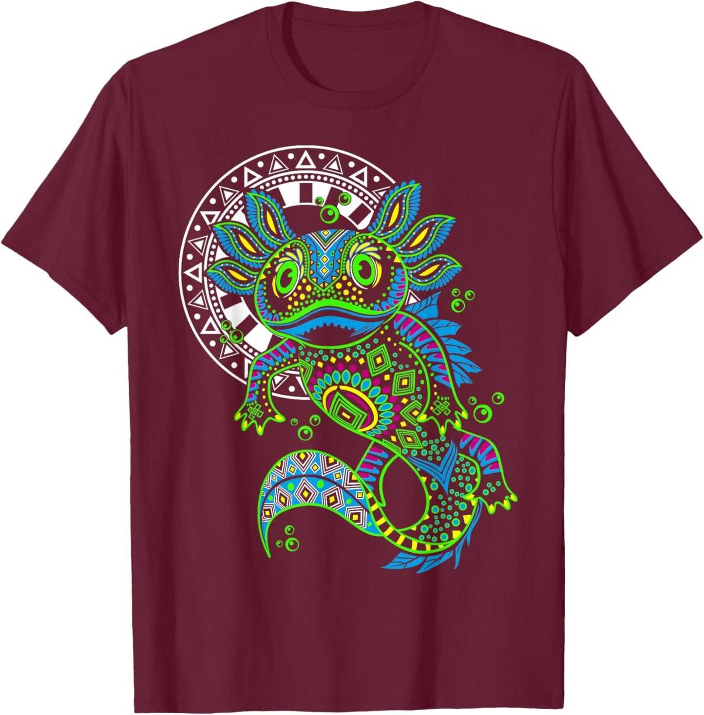 Axolotl Ajolote Huichol Azteca Mexico T-Shirt - T-Shirt | Maroon