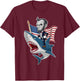 Abraham Lincoln Riding A Shark 4th Of July Patriotic Graphic T-Shirt - T-Shirt | Maroon