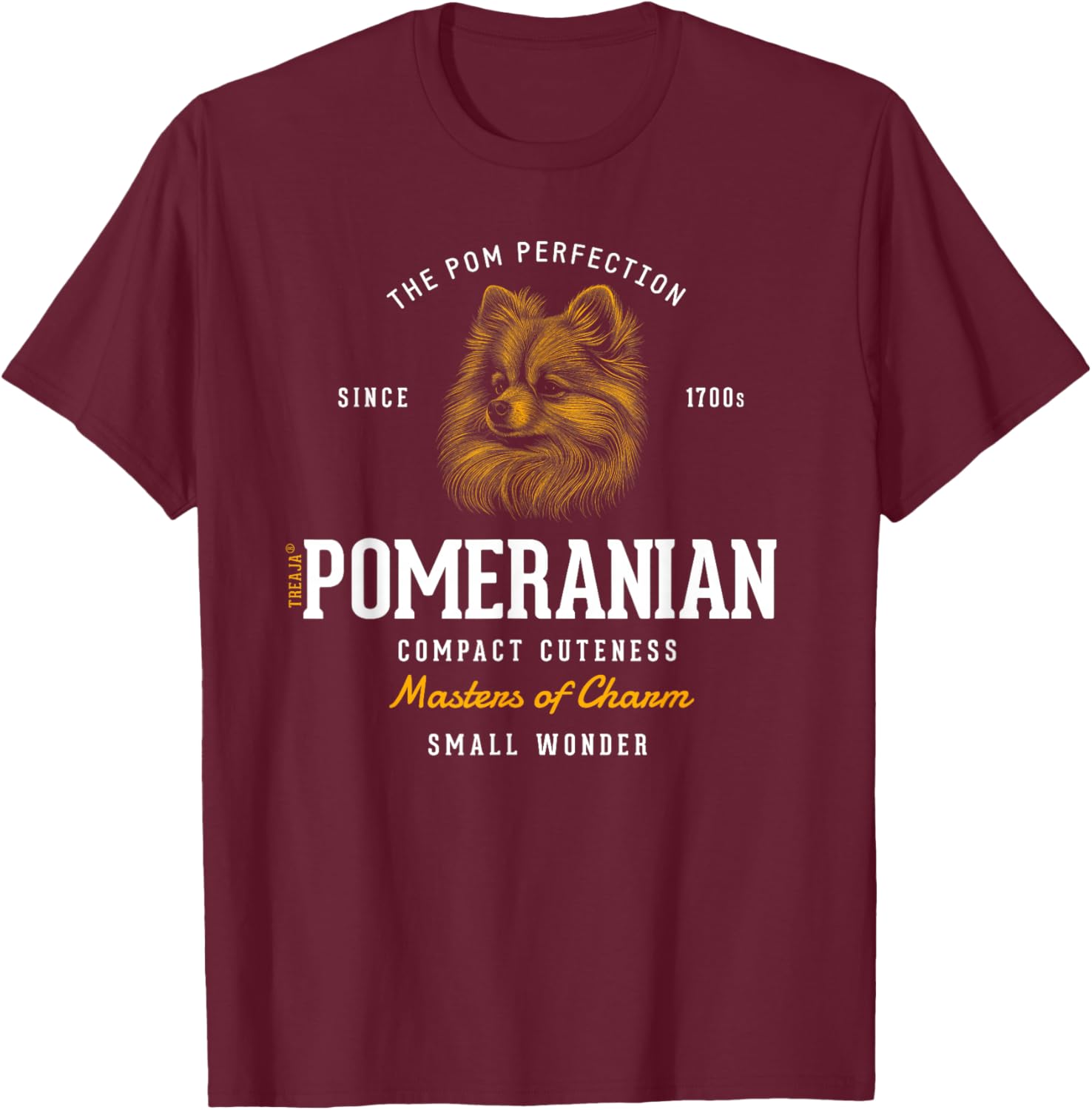 Vintage Styled Retro Pomeranian T-Shirt - T-Shirt | Maroon