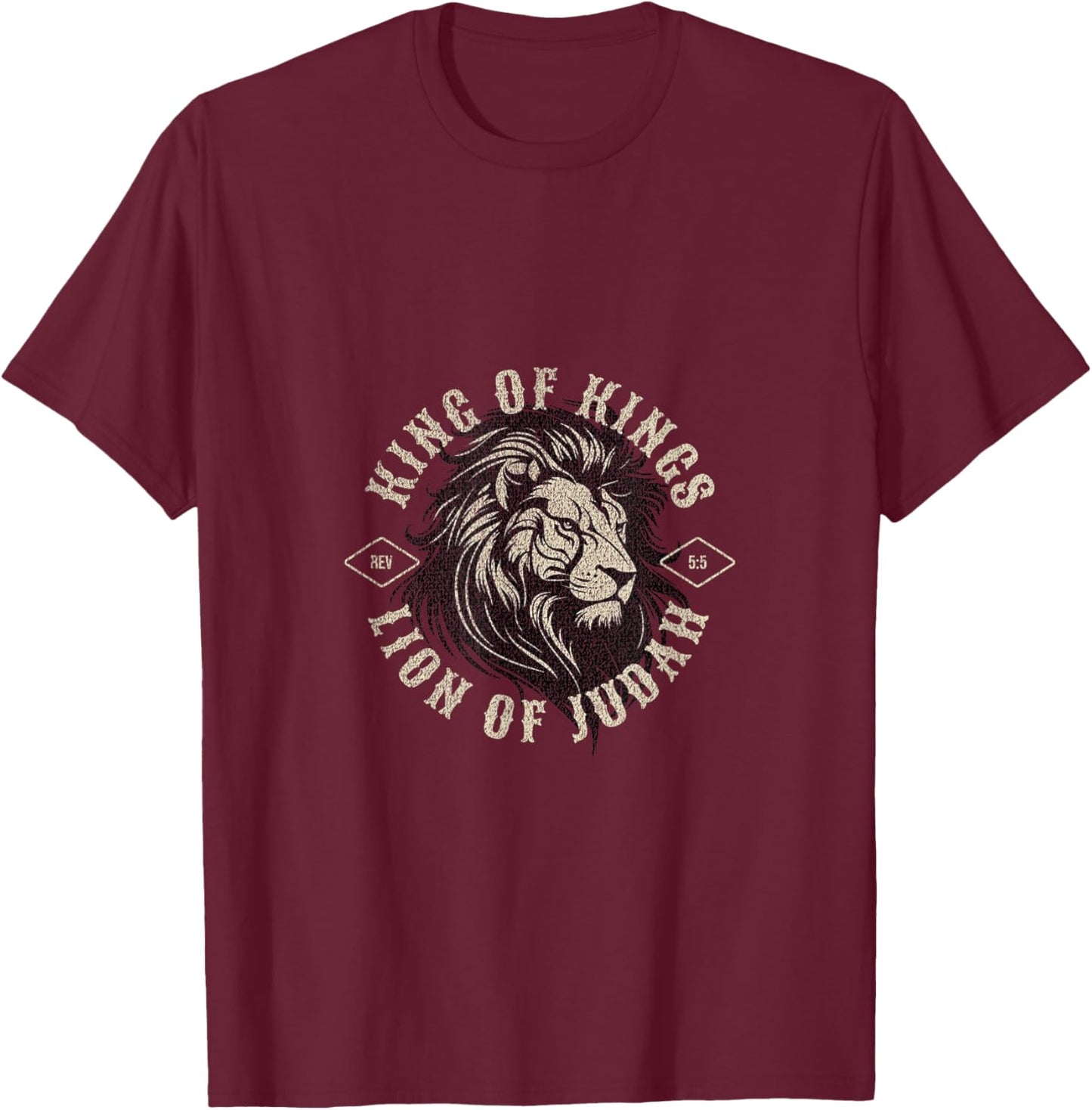 King of Kings Lion of Judah Jesus Christ T-Shirt - T-Shirt | Maroon