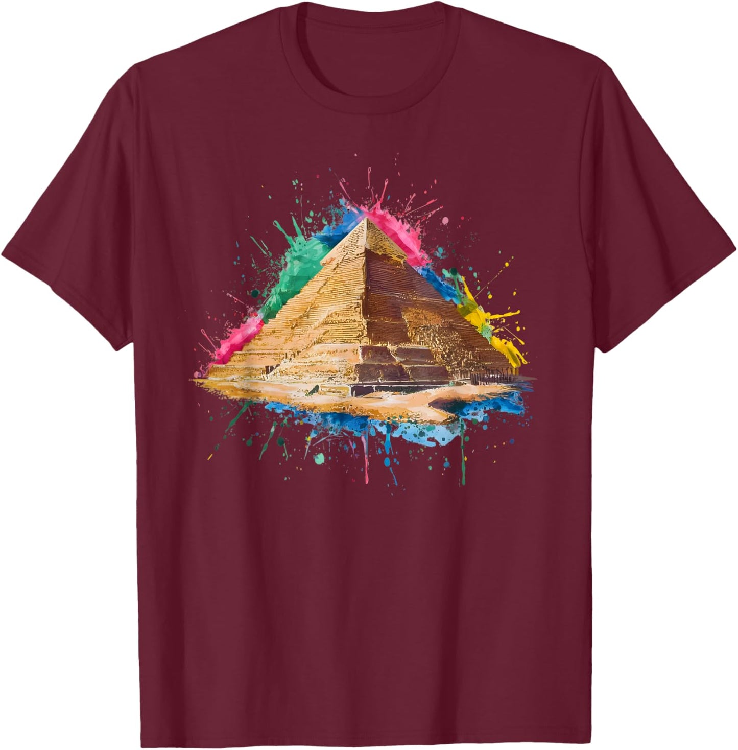 Colorful Egyptian Pyramid T-Shirt - T-Shirt | Maroon