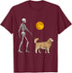 Golden Retriever Skeleton Dog Walking Halloween Costume T-Shirt - T-Shirt | Maroon