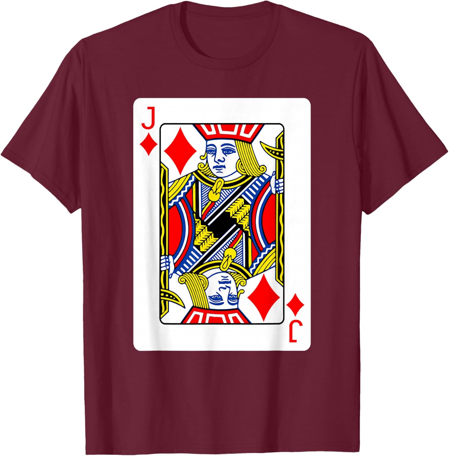 Jack Of Diamonds Playing Card Group Costume Poker Player T-Shirt - T-Shirt | Maroon
