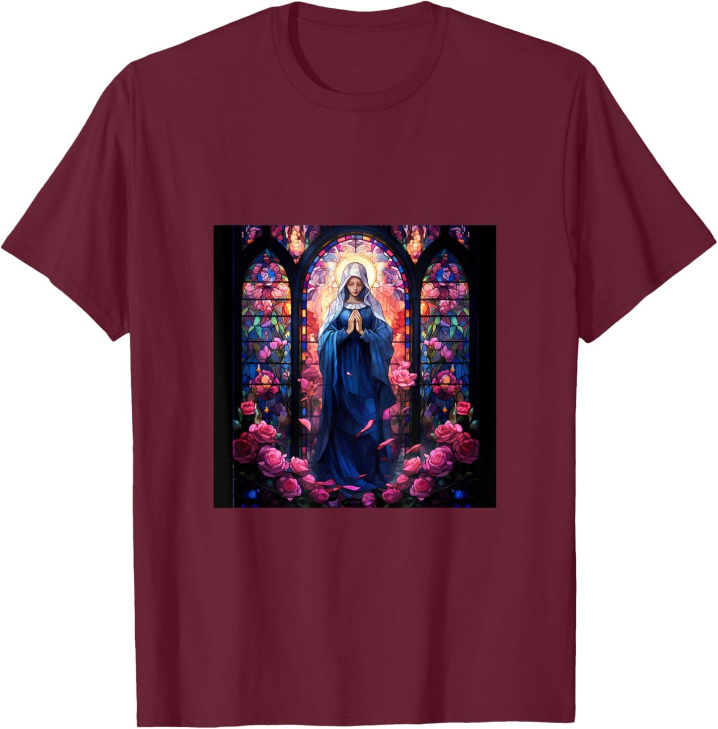 Blessed Virgin Mary Jesus Christian T-Shirt - T-Shirt | Maroon