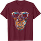 Cool Monkey Face Silhouette Animal Lover Monkey With Glasses T-Shirt - T-Shirt | Maroon