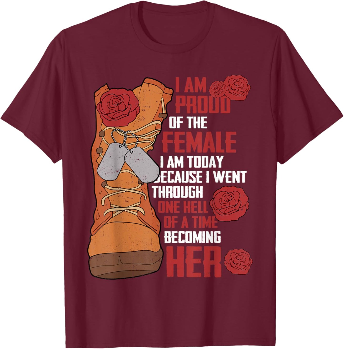 Patriotic Veteran Women Army Retired Retirement Military T-Shirt - T-Shirt | Maroon