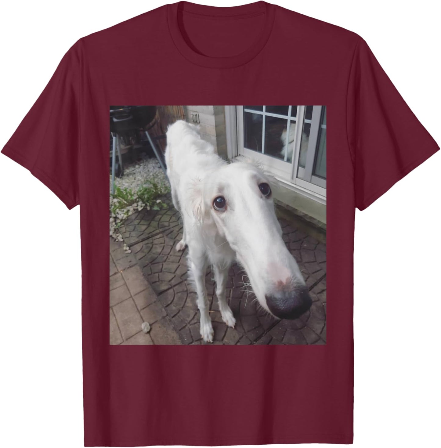 Funny Borzoi Long Nose Dog Meme T-Shirt - T-Shirt | Maroon