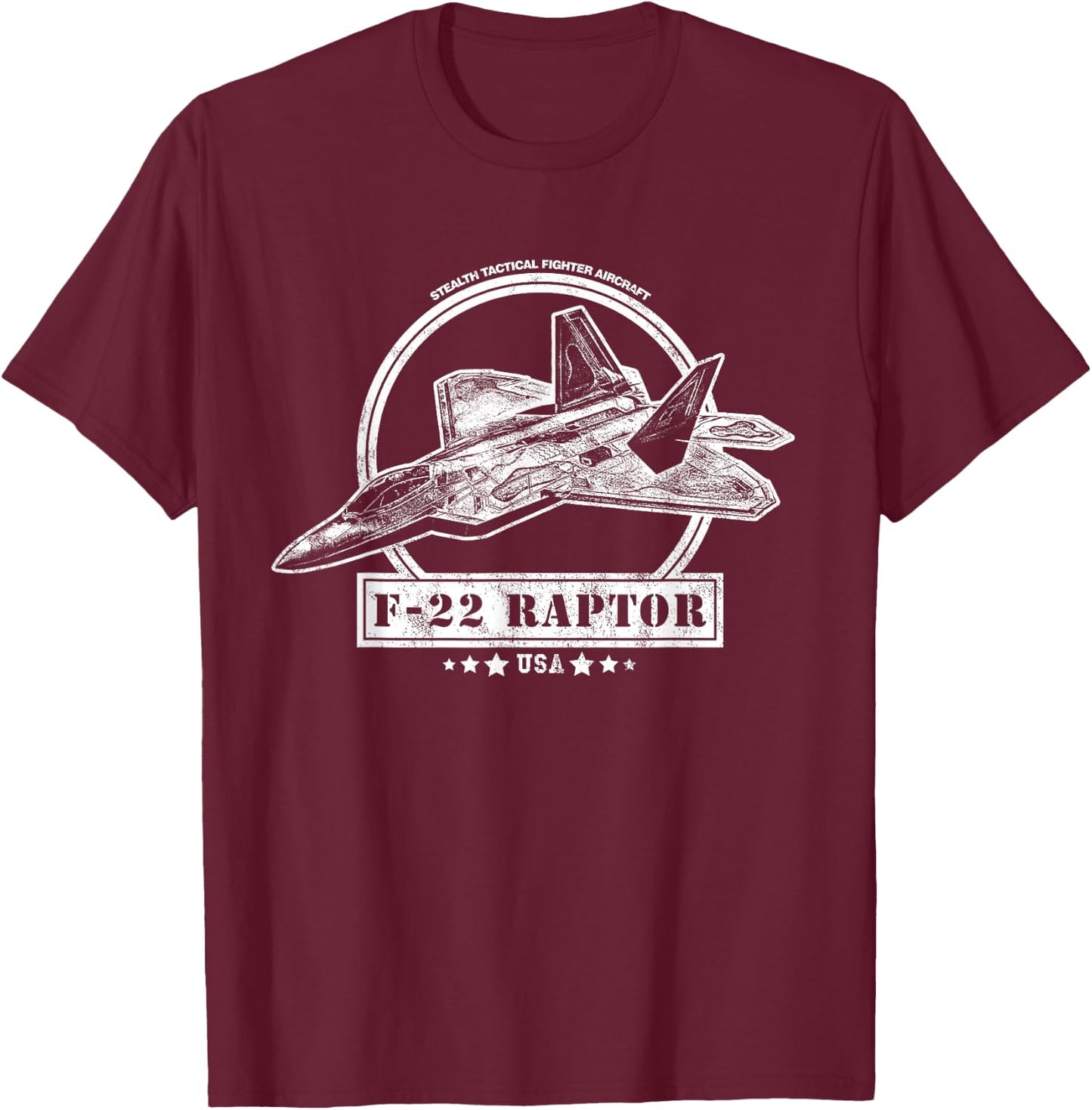 F-22 Raptor Aircraft T-Shirt - T-Shirt | Maroon