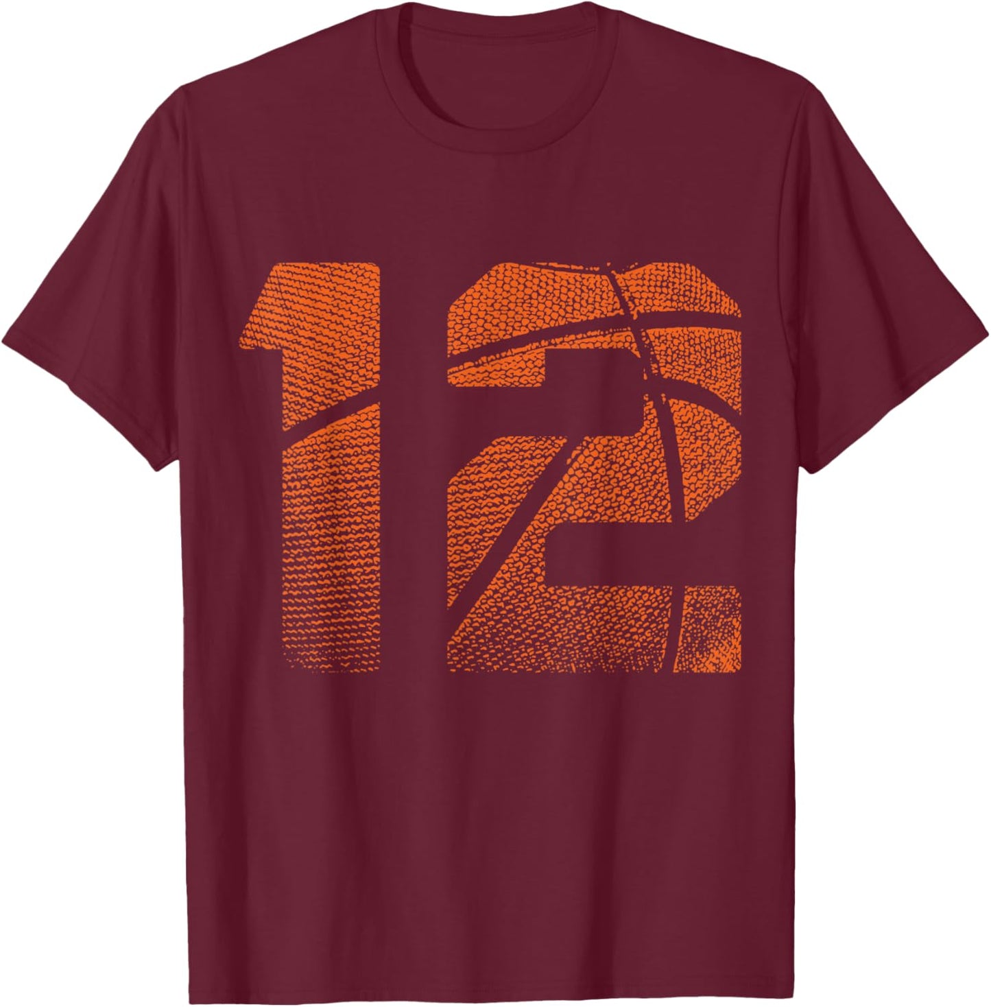12th Birthday Boy Basketball Player Basketball 12 Years Old T-Shirt - T-Shirt | Maroon