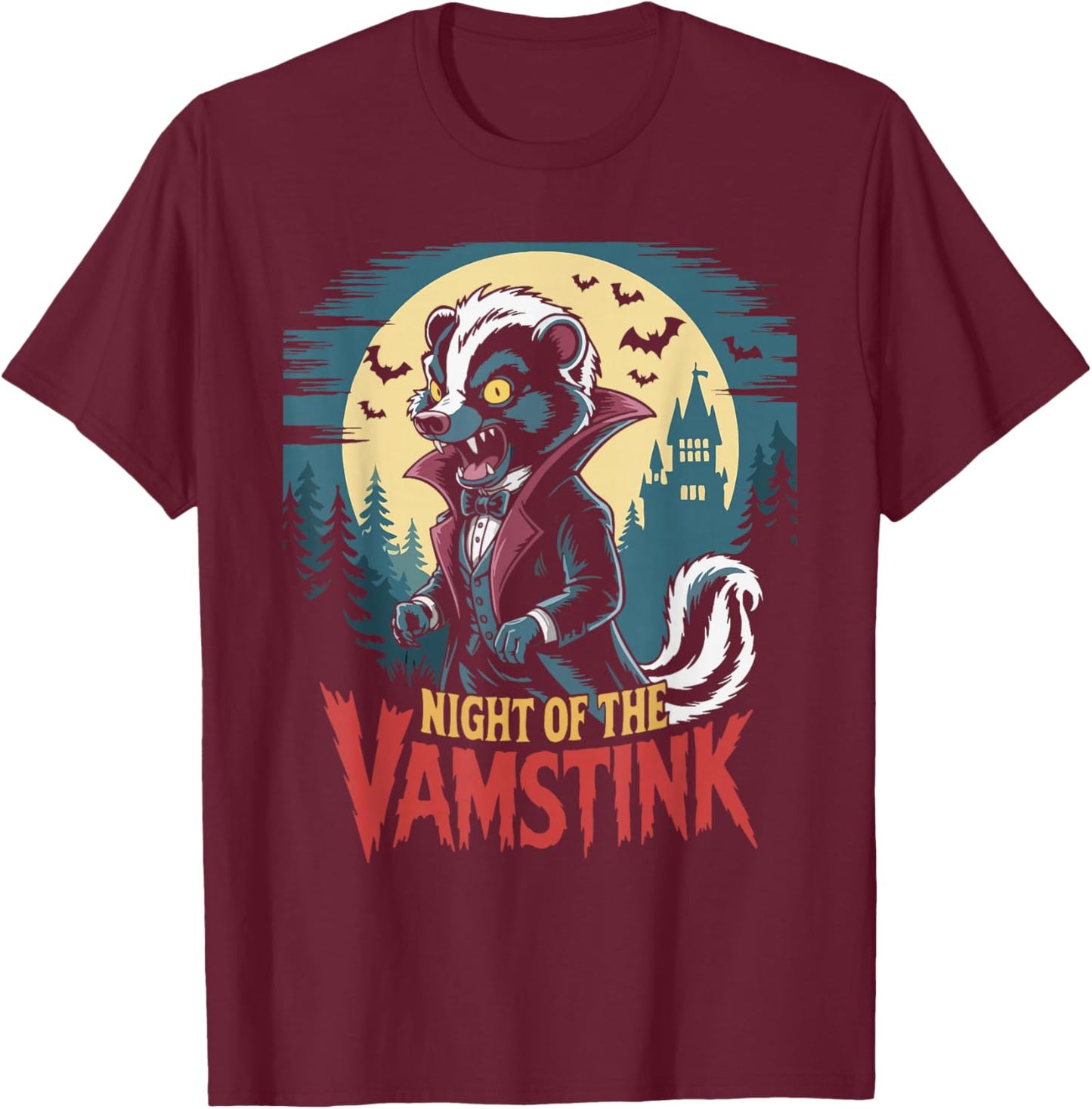 Skunk Stink Badger Vampire Vamstink Halloween T-Shirt - T-Shirt | Maroon