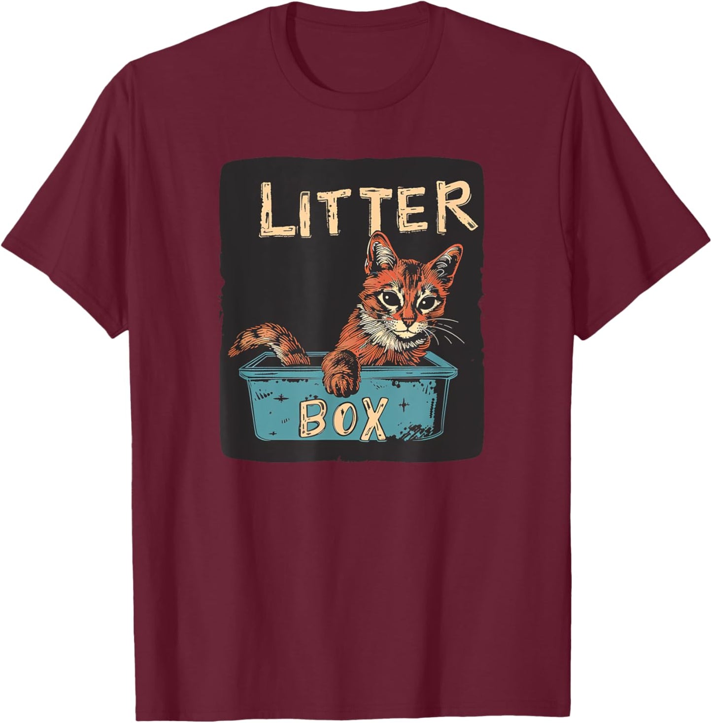 Fun Cat and Litter Box Costume Women Kids T-Shirt - T-Shirt | Maroon