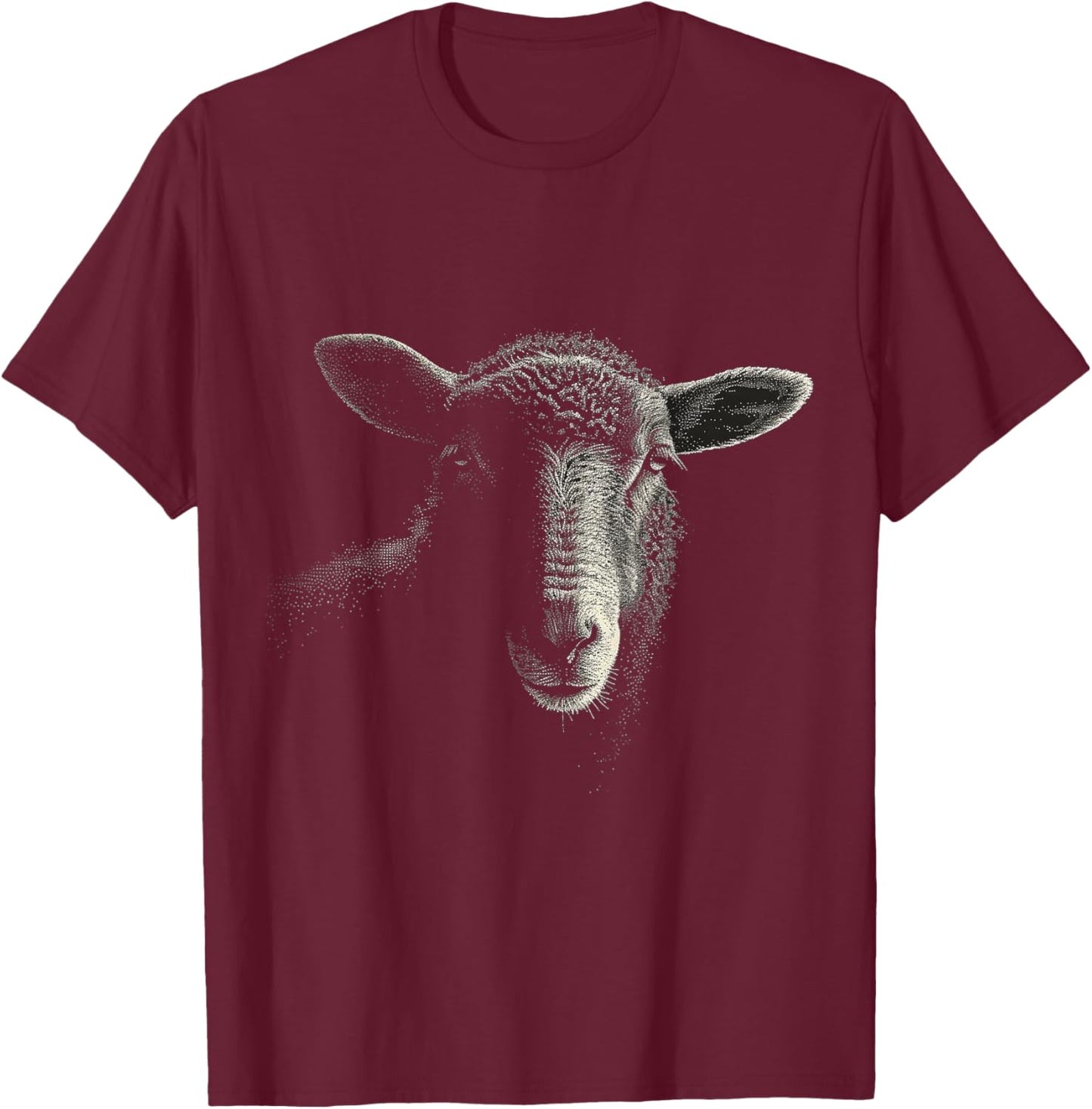 Sheep Pixel Portrait Animal Illlustration Artwork Sheep T-Shirt - T-Shirt | Maroon