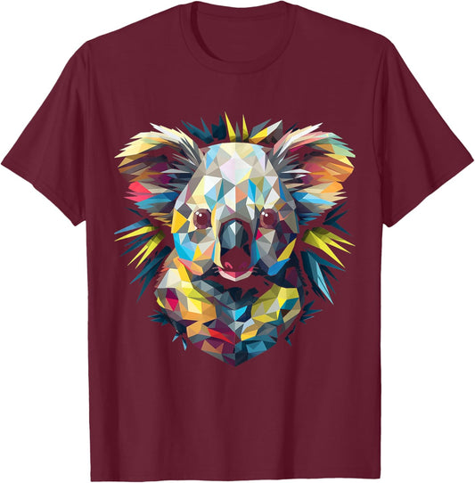 Koala Geometric T-Shirt - T-Shirt | Maroon