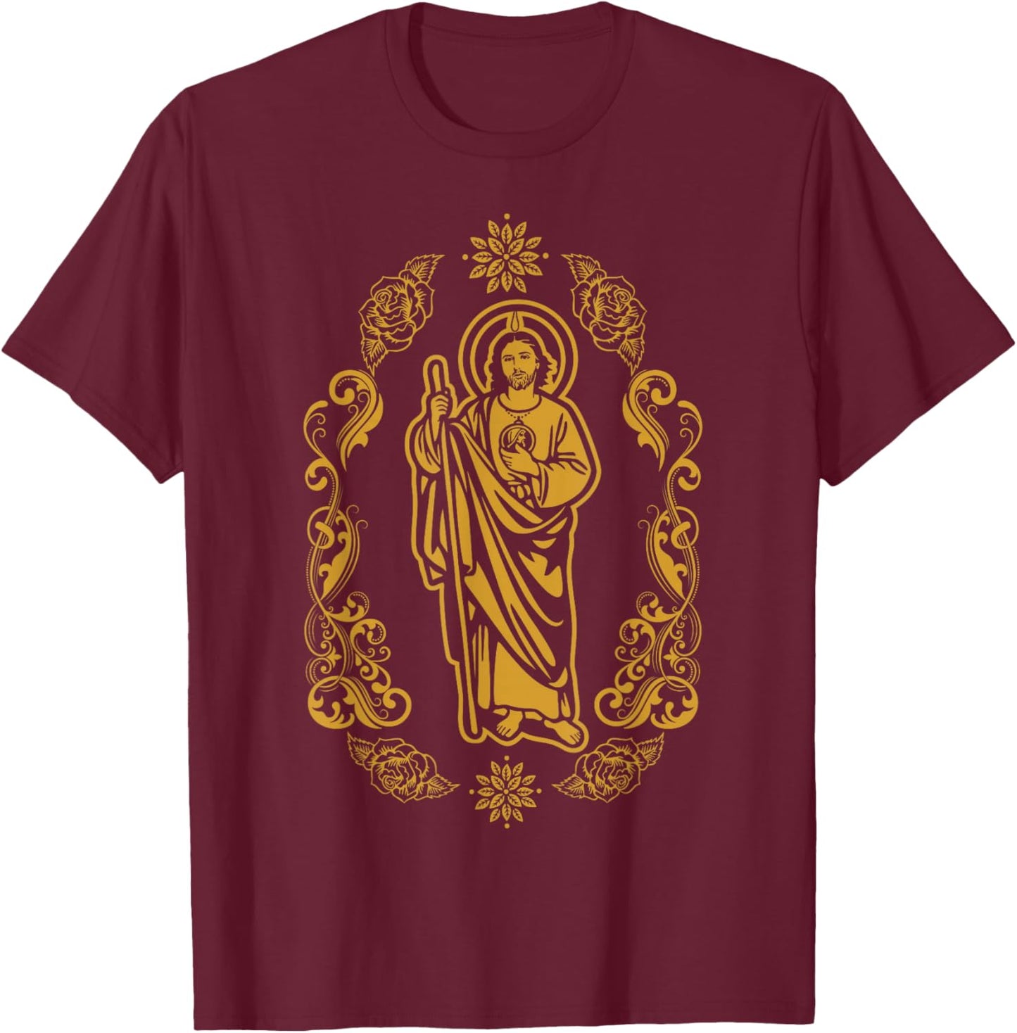 San Judas Tadeo Religious Mexican Saint Jude Christian T-Shirt - T-Shirt | Maroon