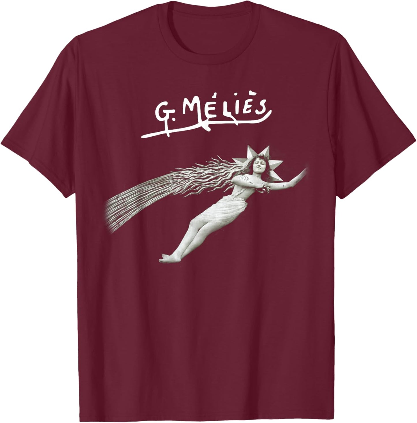 A Trip to the Moon (1902) Falling Star Silent Movie Vintage T-Shirt - T-Shirt | Maroon