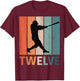 12th Birthday Retro Baseball Player Boys Kids 12 Years Old T-Shirt - T-Shirt | Maroon