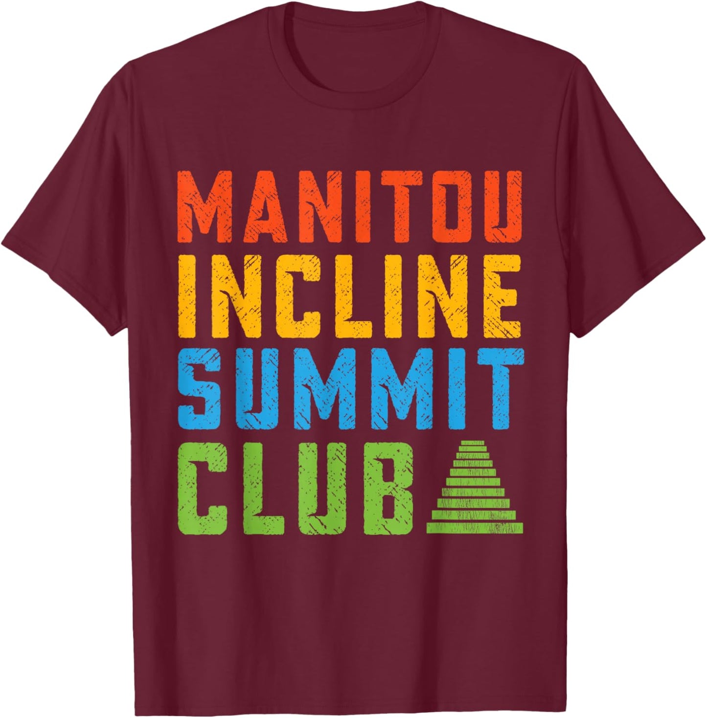 Manitou Incline Summit Club, Hiking Manitou Incline T-Shirt - T-Shirt | Maroon