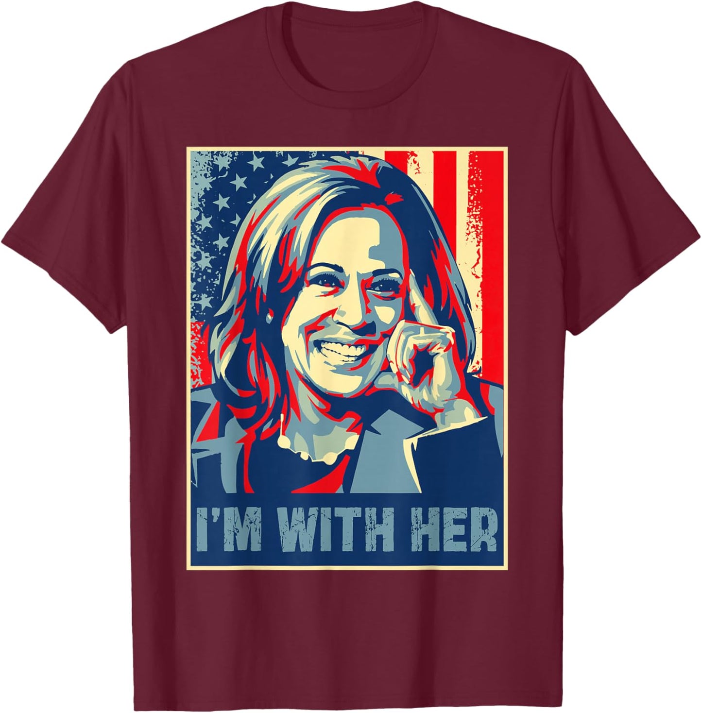 Retro I'm With Her Kamala Harris USA President Election 2028 T-Shirt - T-Shirt | Maroon