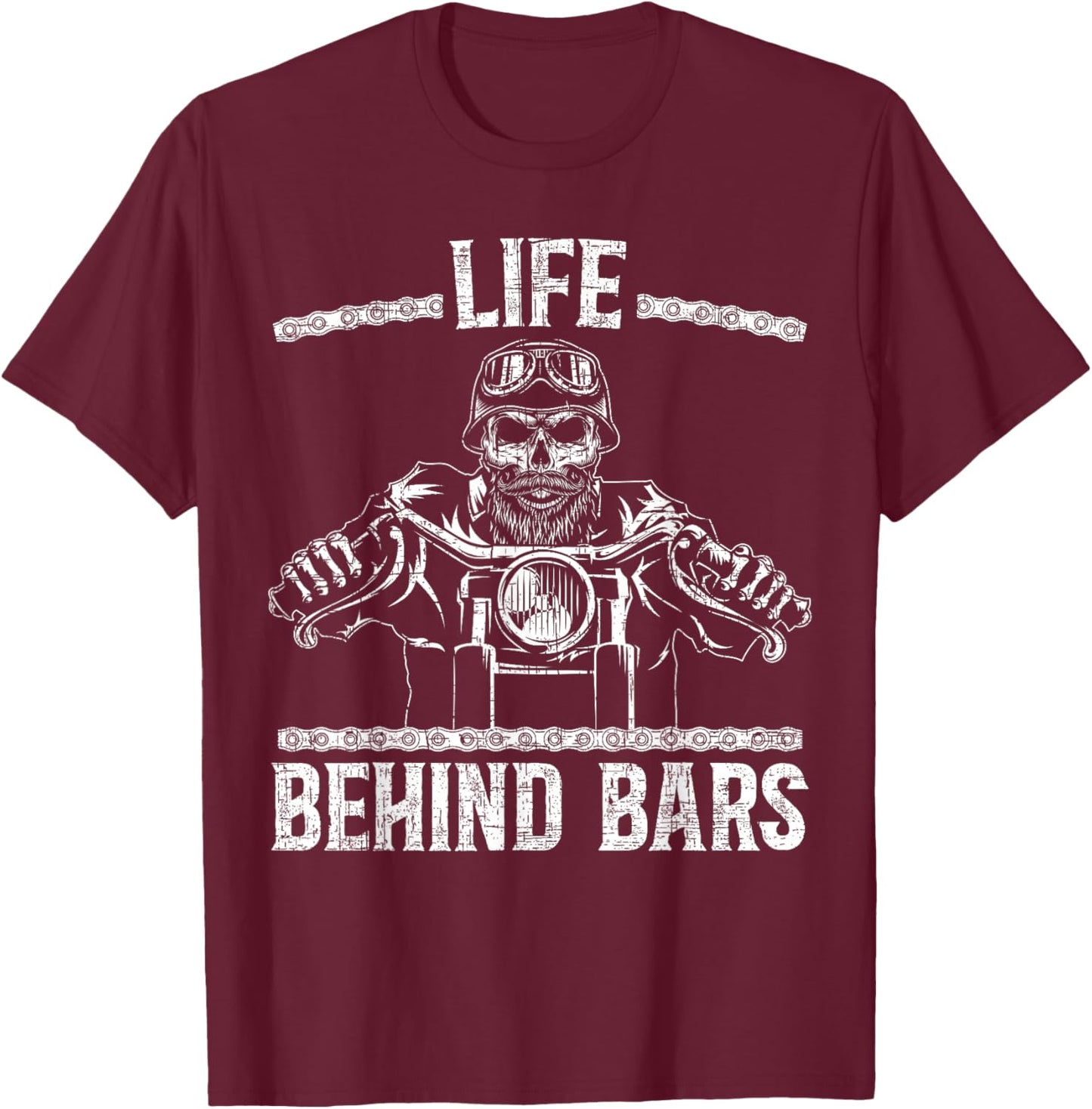 Life Behind Bars Biker Motorcycle T-Shirt - T-Shirt | Maroon