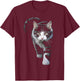 Cat Drawing Animal Art Motif Cat T-Shirt - T-Shirt | Maroon