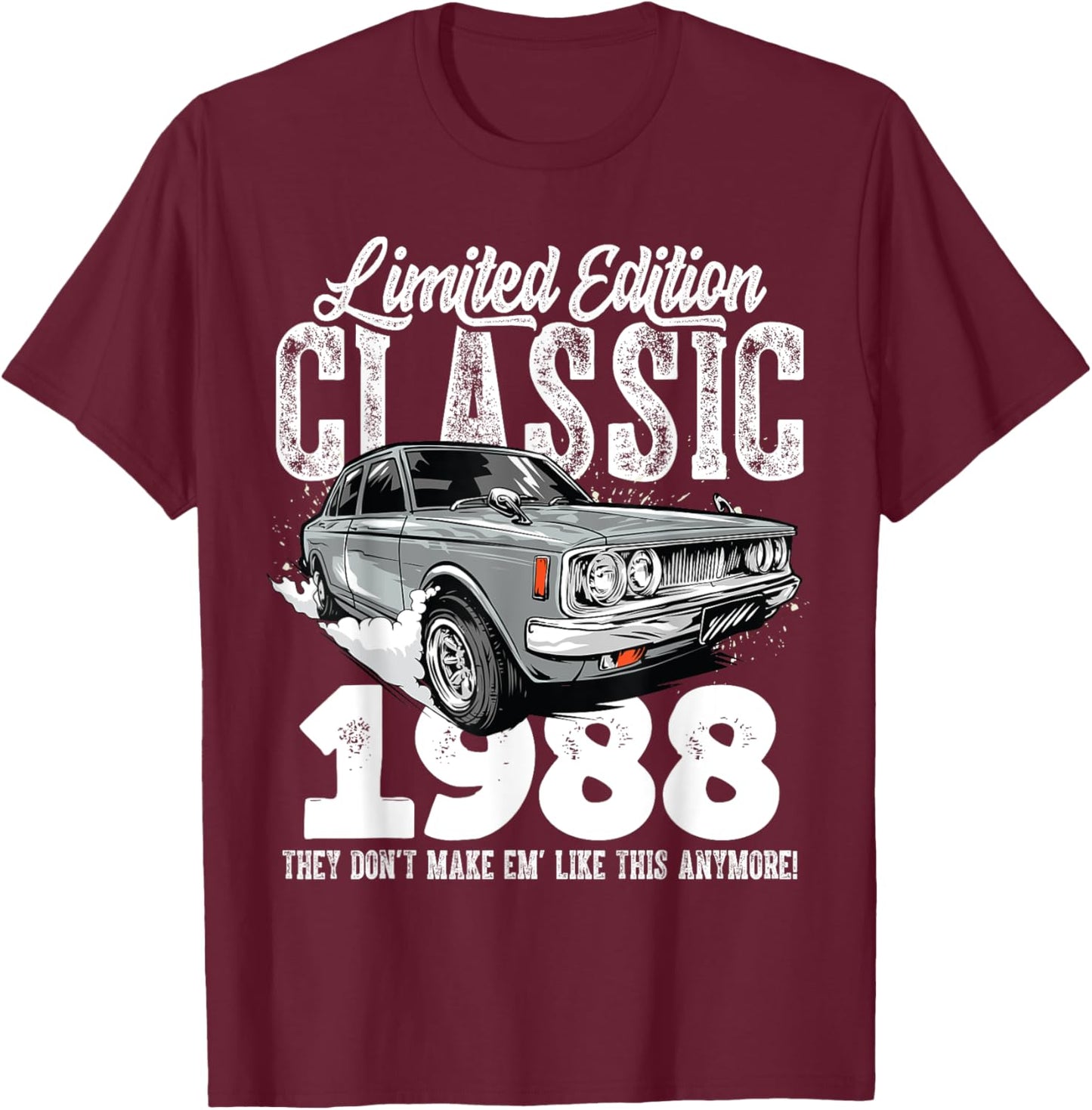 35th birthday Vintage Classic Car 1988 B-day 35 year old T-Shirt - T-Shirt | Maroon
