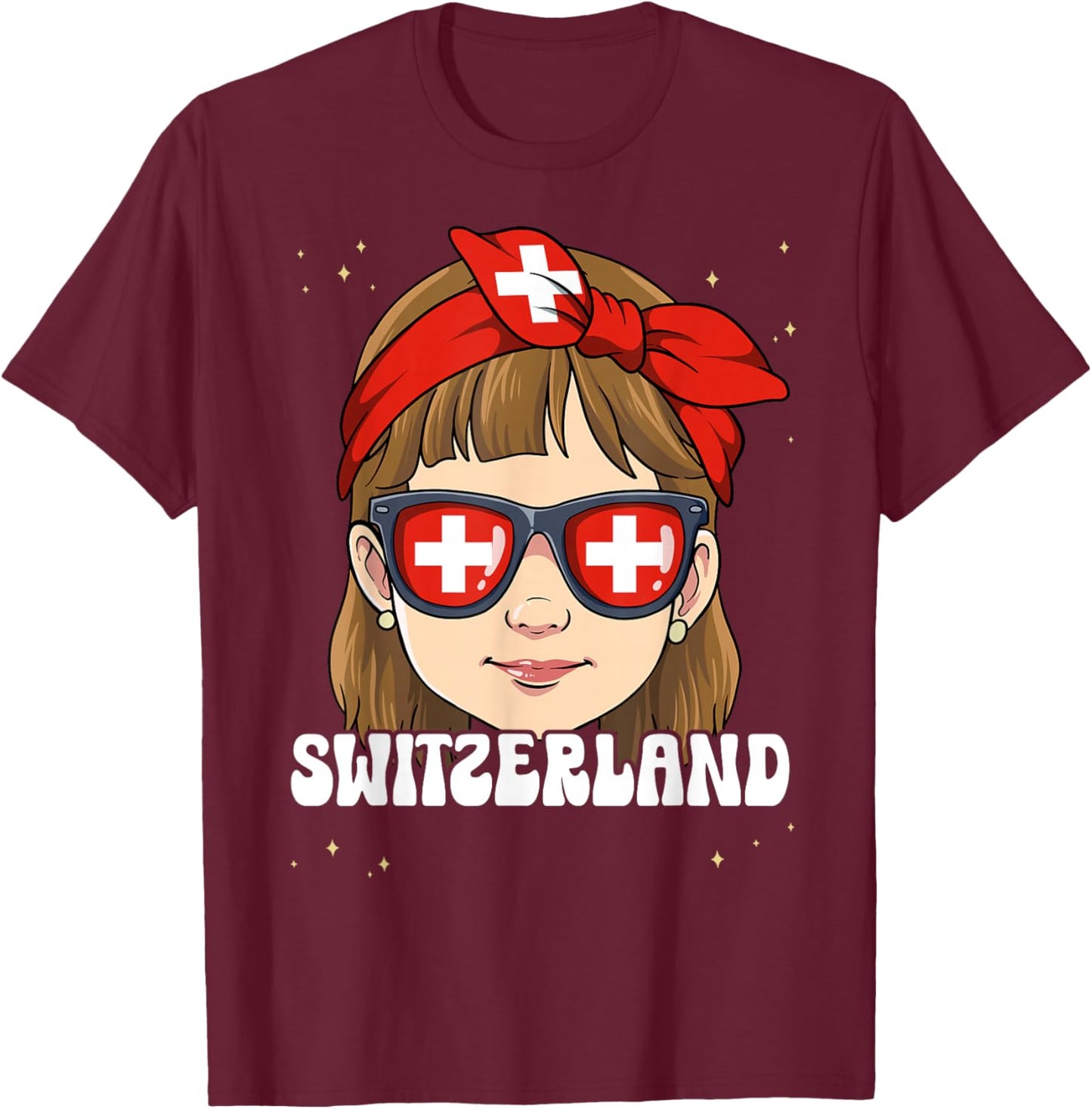 Swiss Girl Switzerland T-Shirt - T-Shirt | Maroon