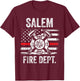 Salem Massachusetts Fire Department Thin Red Line Fireman T-Shirt - T-Shirt | Maroon