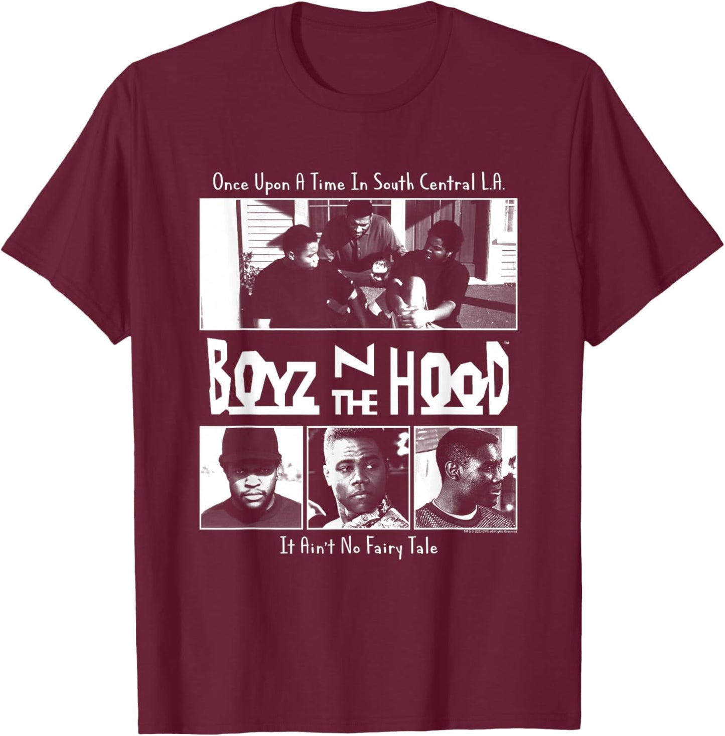 Boyz n The Hood Four Block Poster T-Shirt - T-Shirt | Maroon