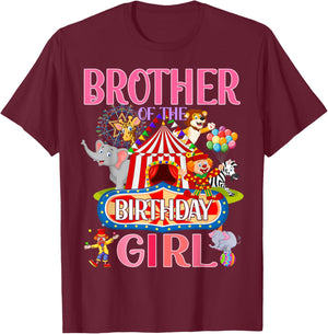 Brother Of The Birthday For Girl Circus Carnival Family Bday T-Shirt - T-Shirt | Maroon