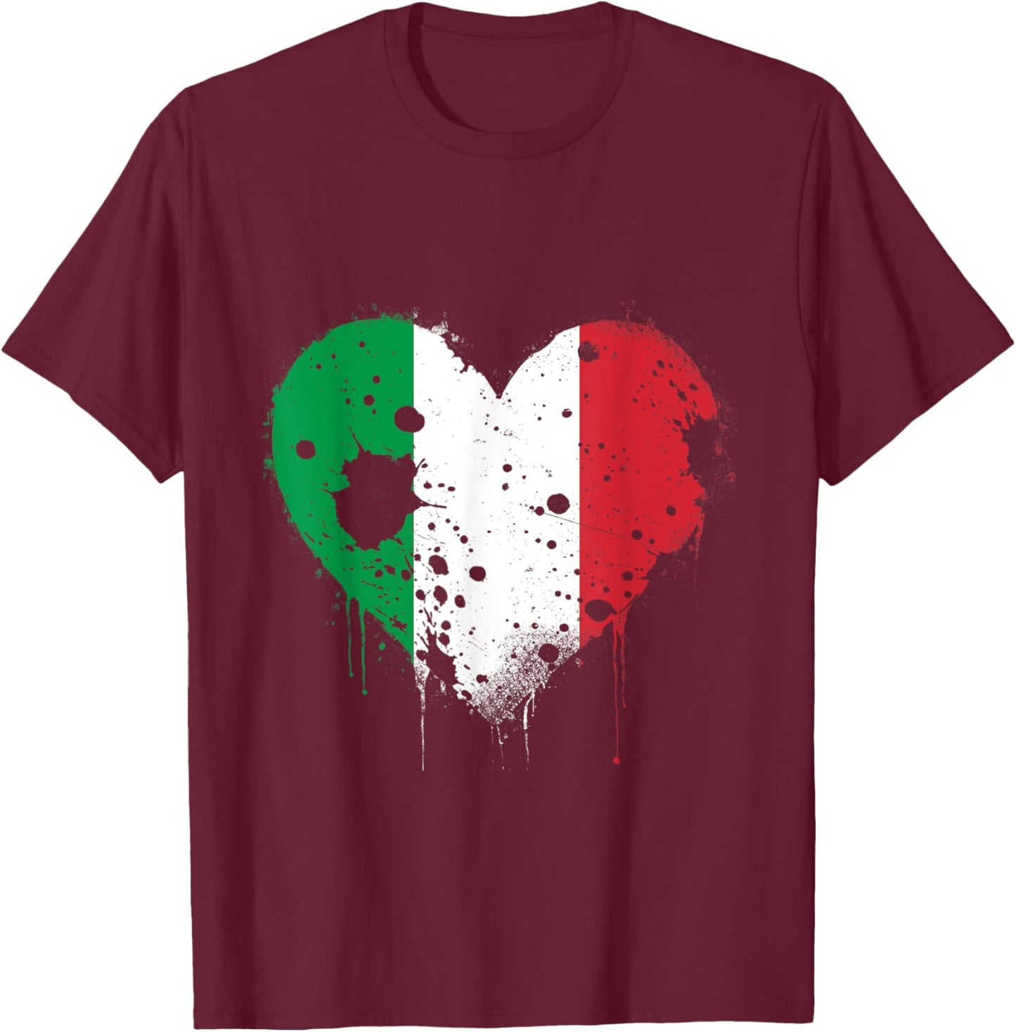 Italian Flag with Heart Shaped Roots T-Shirt - T-Shirt | Maroon