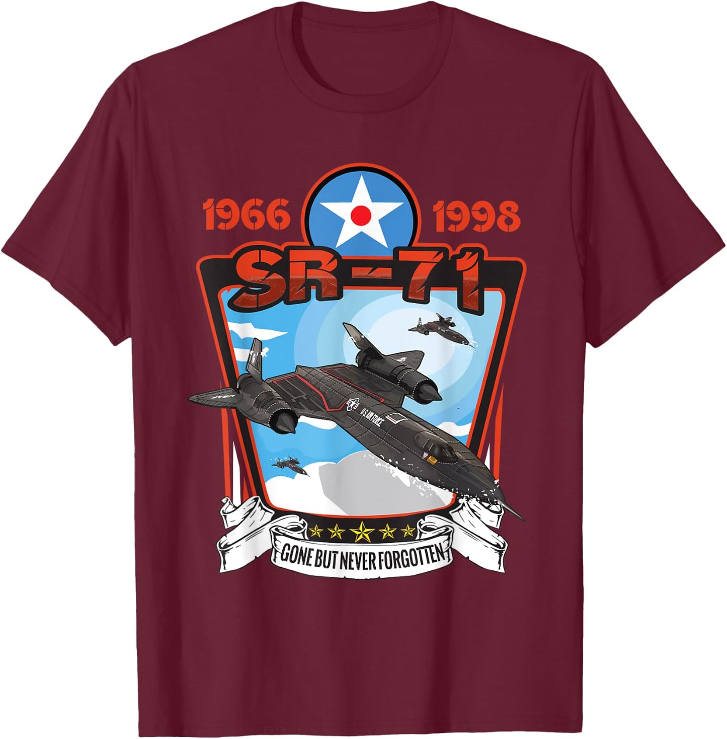 American Reconnaissance Aircraft SR71 Blackbird T-Shirt - T-Shirt | Maroon
