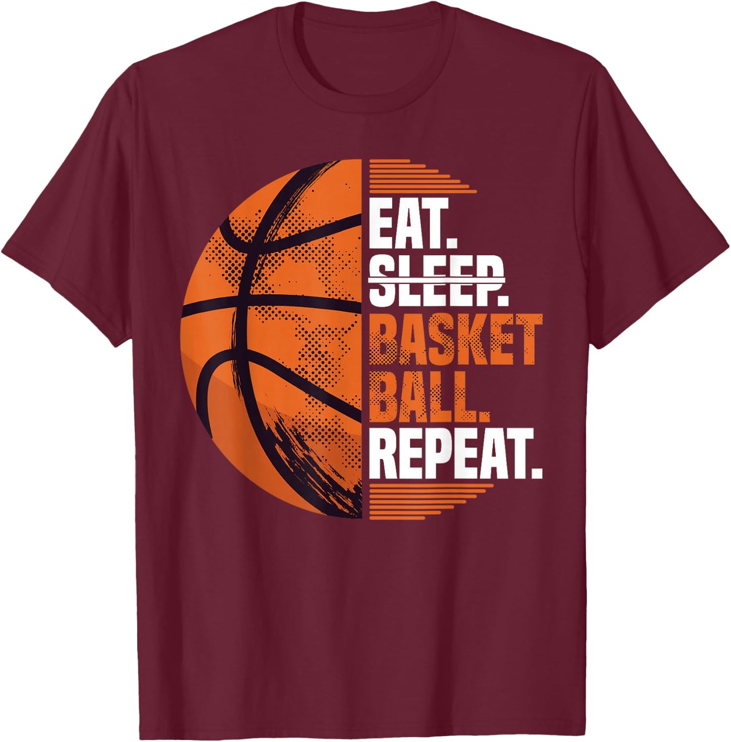 Eat Sleep Basketball Repeat I Court Basketballer Basketball T-Shirt - T-Shirt | Maroon