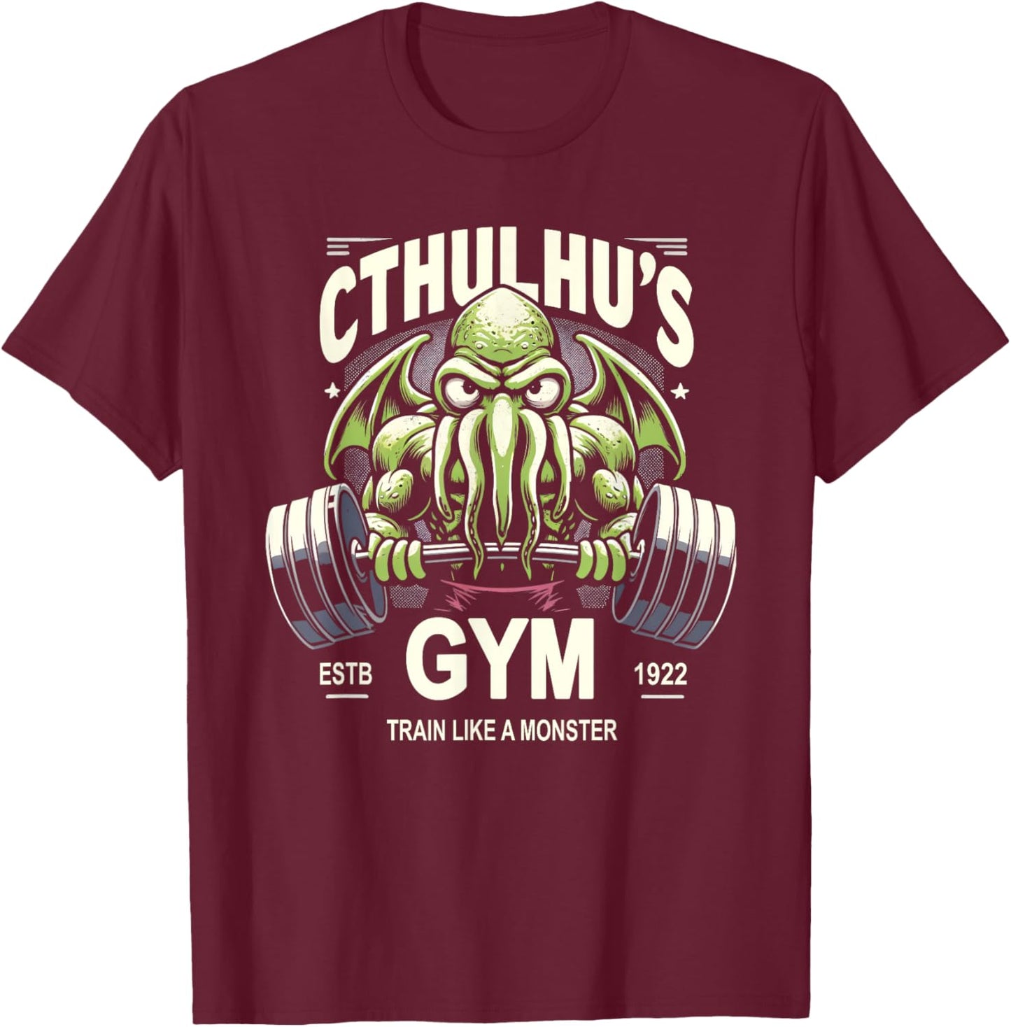 Cthulhu Gym Workout Shirt for Fitness Fans - Funny Cthulhu T-Shirt - T-Shirt | Maroon