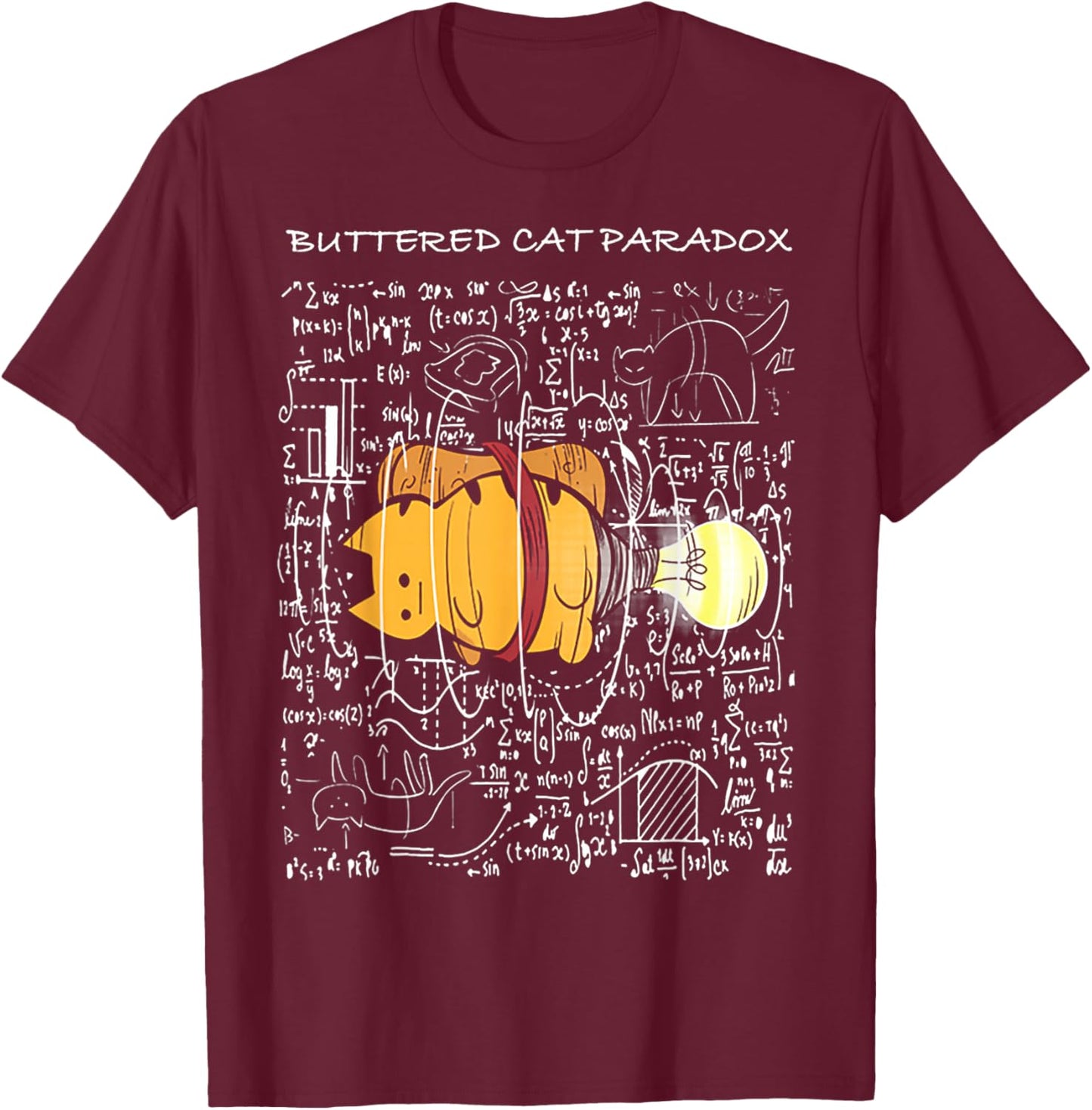 Buttered Cat Paradox Men Women T-Shirt - T-Shirt | Maroon