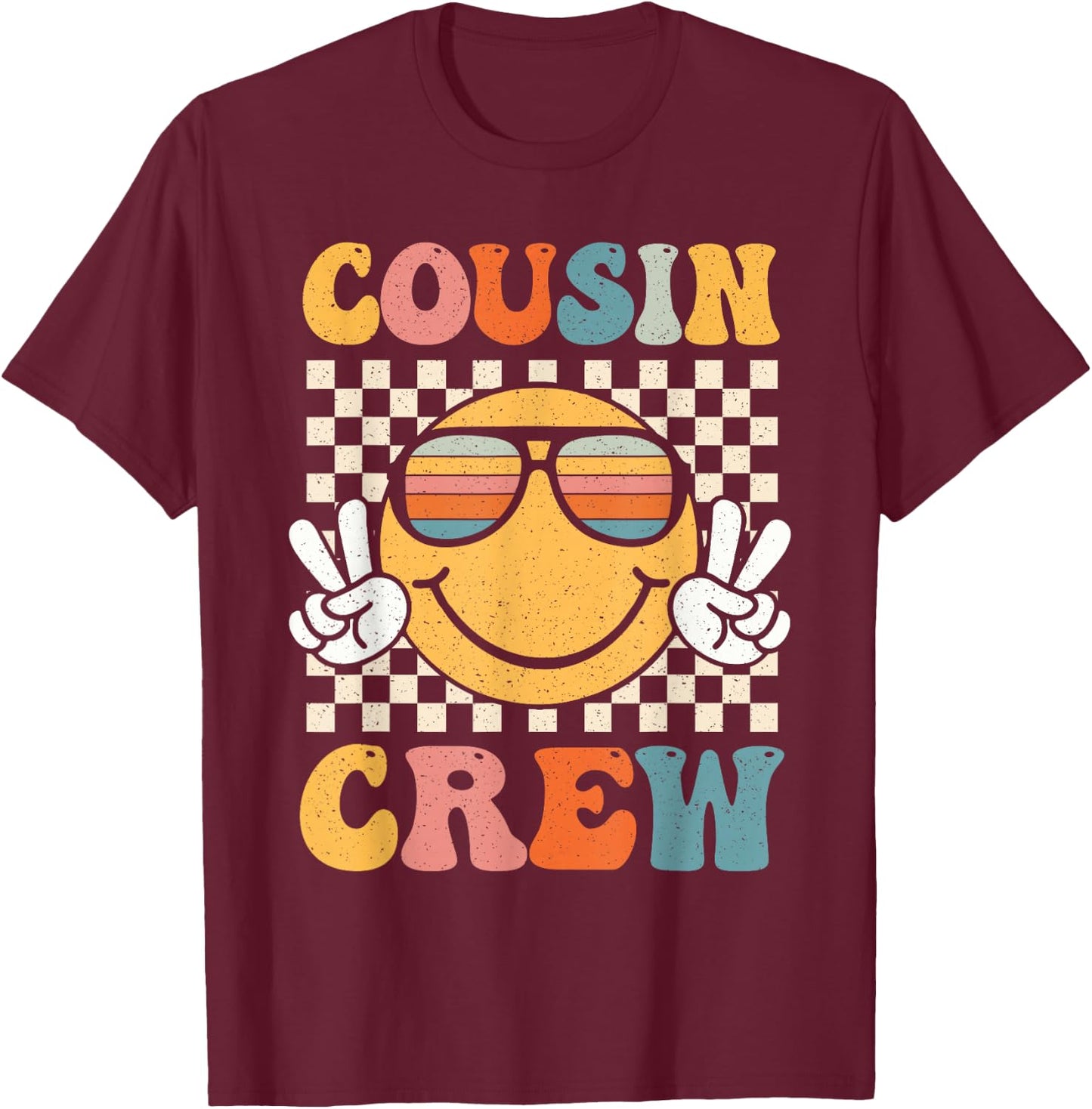 Retro Cousin Crew Summer Family Matching Funny Cousin Squad T-Shirt - T-Shirt | Maroon