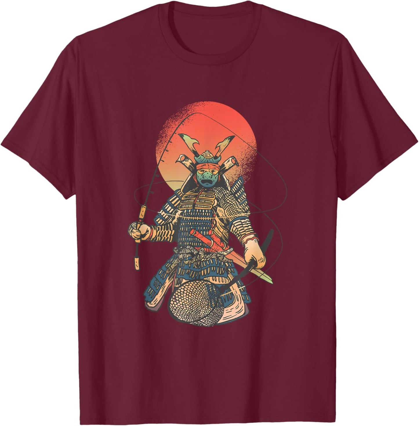 Vintage Samurai Angler and Fisher T-Shirt - T-Shirt | Maroon