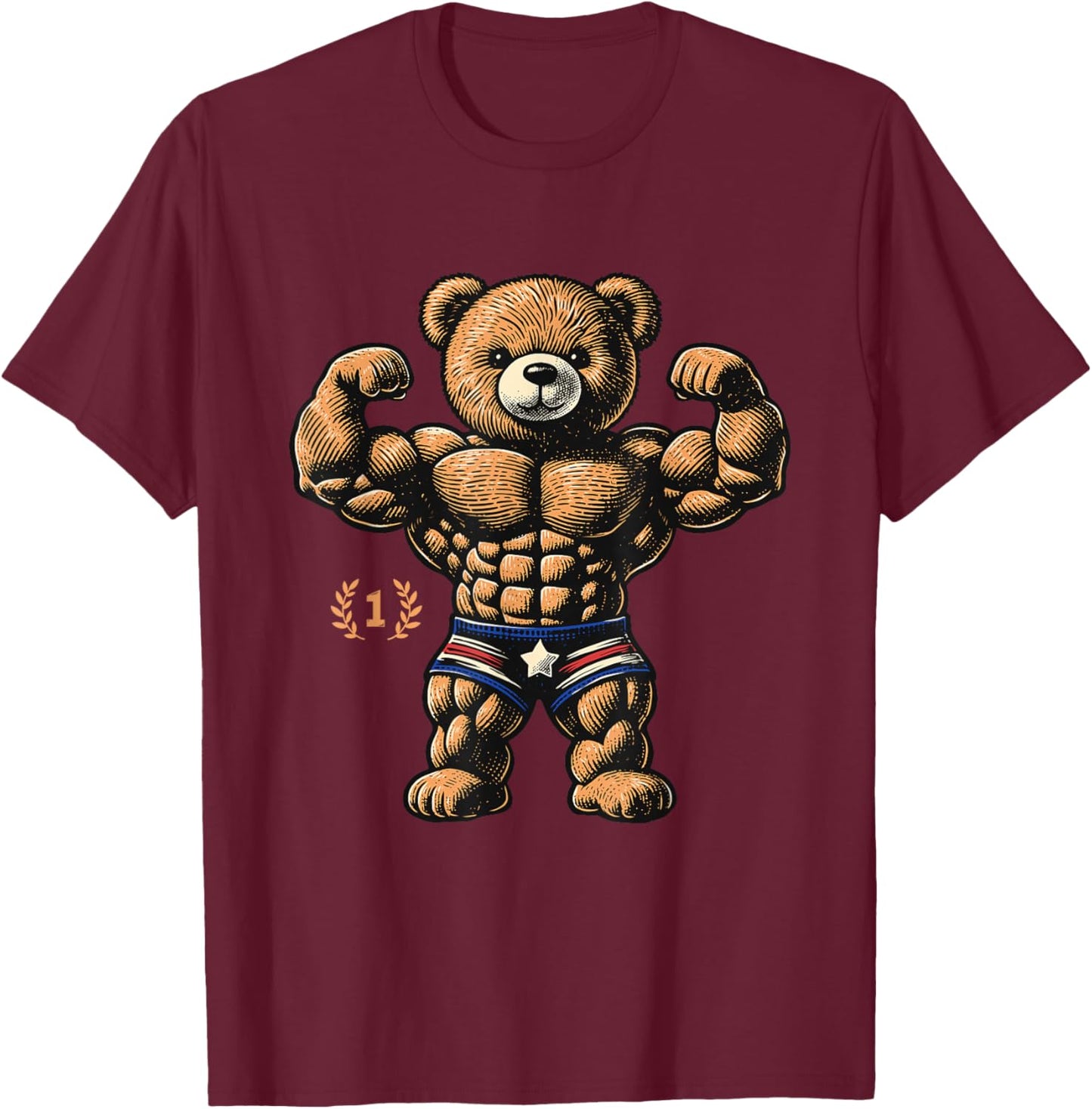 Bear Bodybuilding Gift Man Sporty Bodybuilder GYM , Black, S T-Shirt - T-Shirt | Maroon