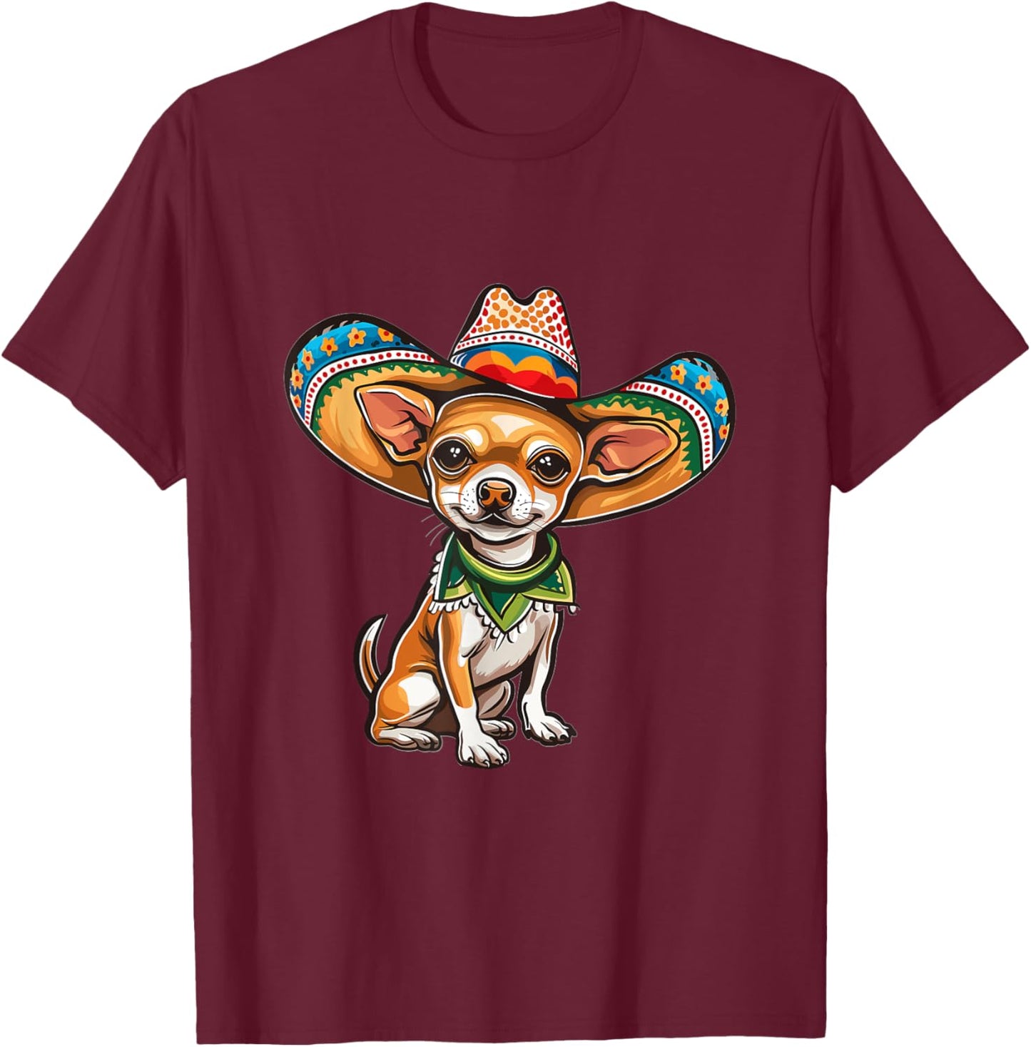 Funny Cinco de Mayo Chihuahua Graphic T-Shirt - T-Shirt | Maroon