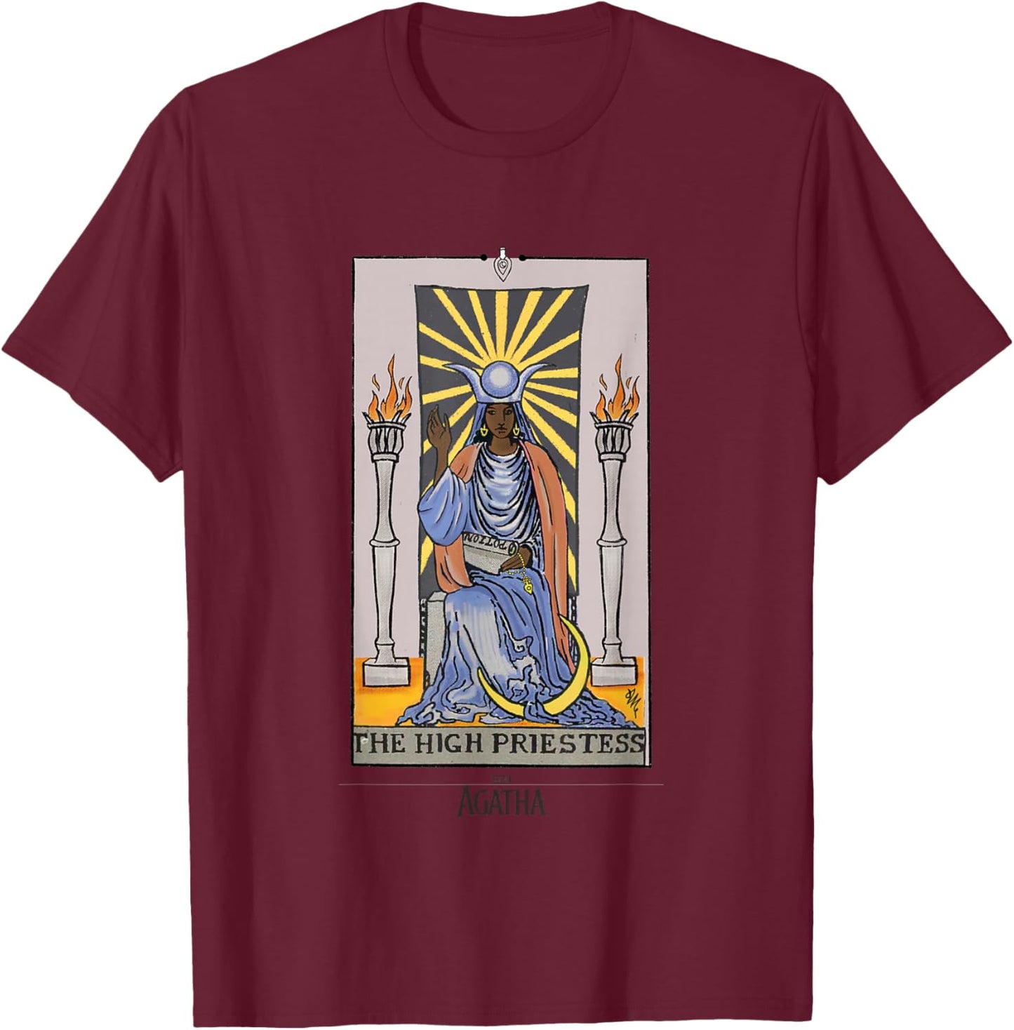 Marvel Agatha All Along The High Priestess Vintage Tarot T-Shirt - T-Shirt | Maroon