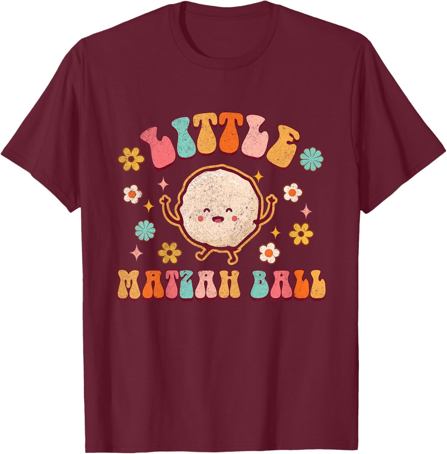 Little Matzah Ball Cute Jewish Baby Shower Passover Groovy T-Shirt - T-Shirt | Maroon