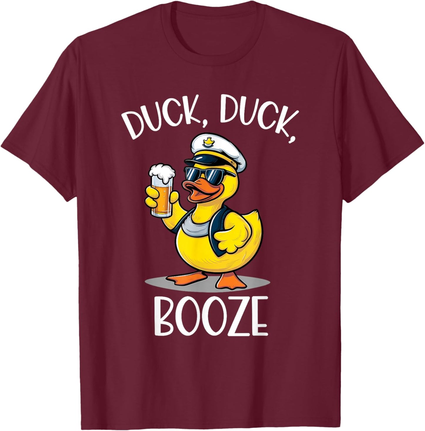 Duck Duck Booze Funny Cruise Rubber Duck Beer Drink Package T-Shirt - T-Shirt | Maroon
