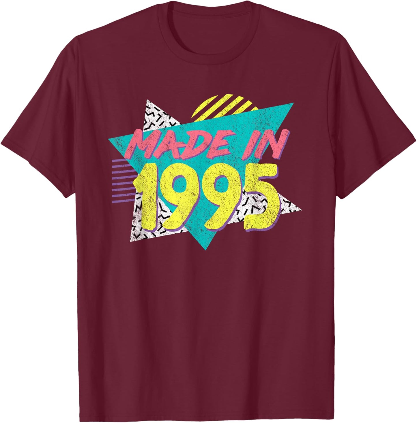 Made in 1995 Retro Vintage 30th Birthday T-Shirt - T-Shirt | Maroon