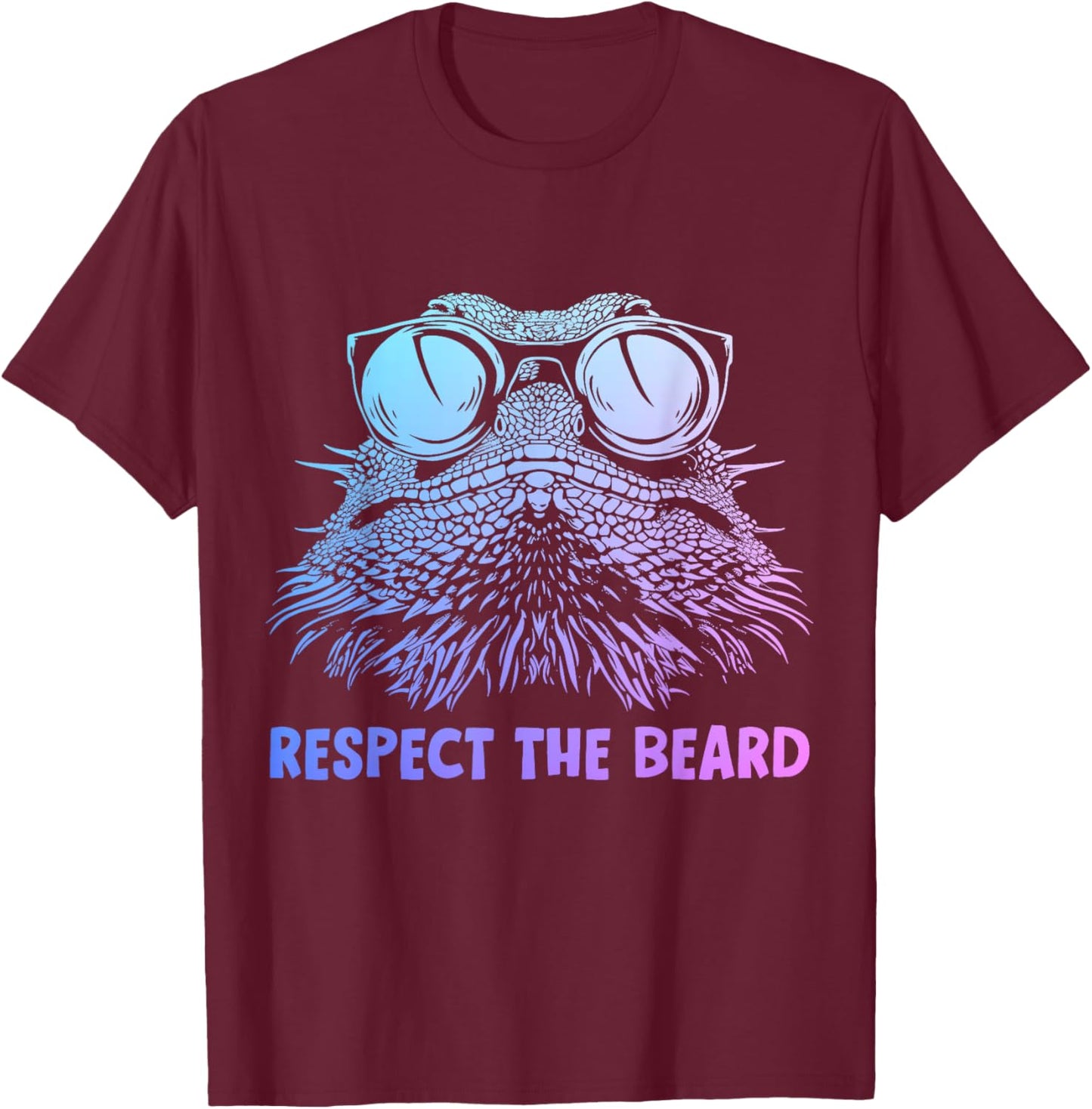 Bearded Dragon Respect The Beard Funny Reptile T-Shirt - T-Shirt | Maroon